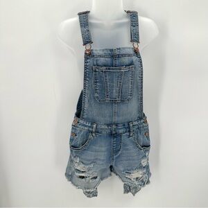 MOSSIMO Supply Co. Overalls Shortalls Shorts Size XS Blue Distressed Denim Jean